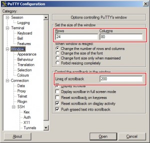 Change the number of rows/column/scrollback