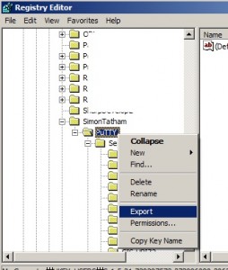 Export PuTTY Profile data from the Registry